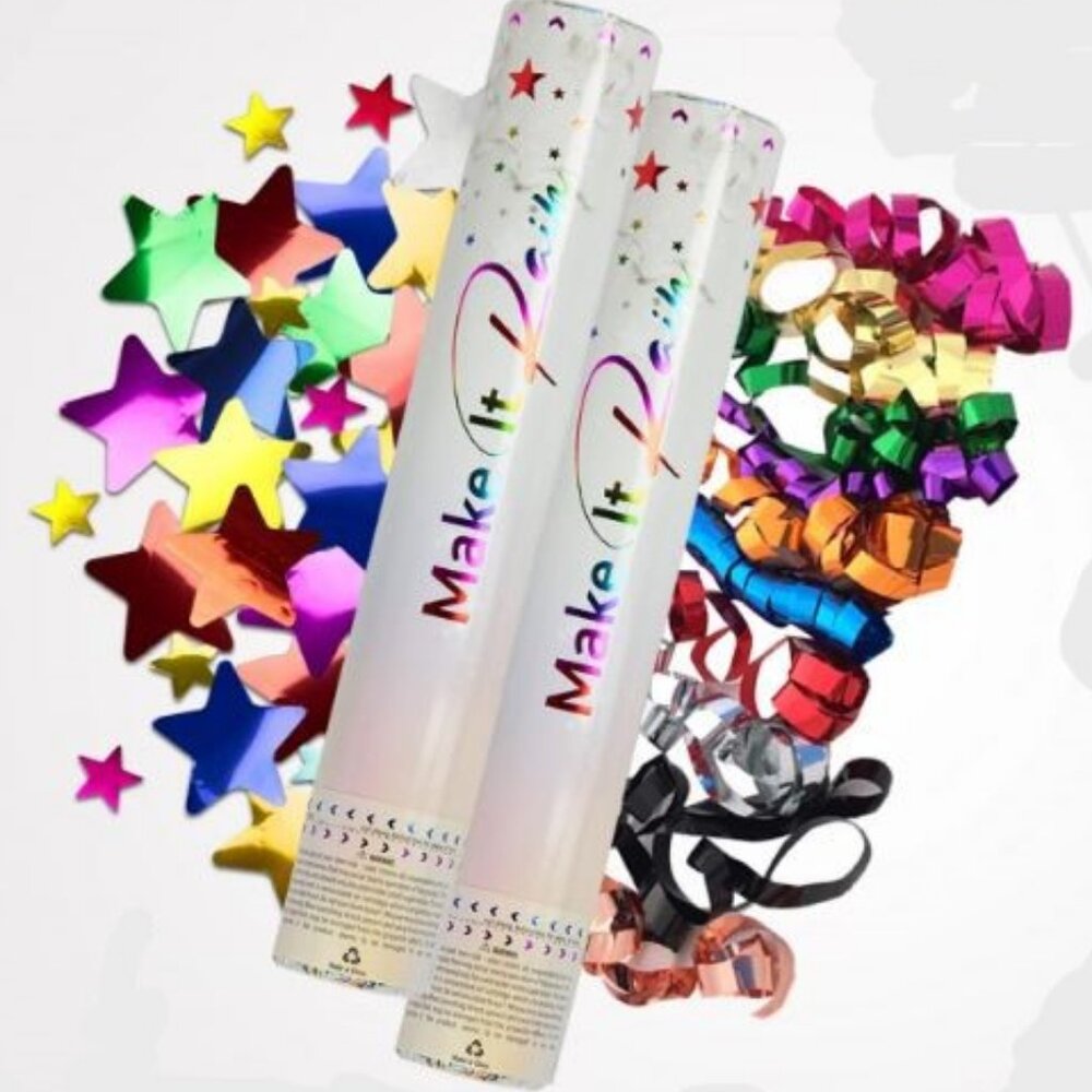 Set of 3 Party Cannon Confetti Stars & Streamers Popper Blaster Celebration NEW